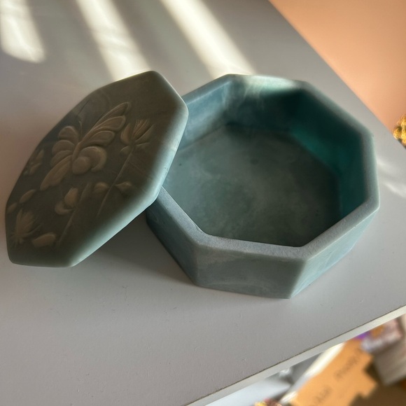 Vintage 70s Robert Nemith Butterfly Incolay Stone Trinket Jewelry Box 1974 Blue - Picture 3 of 5